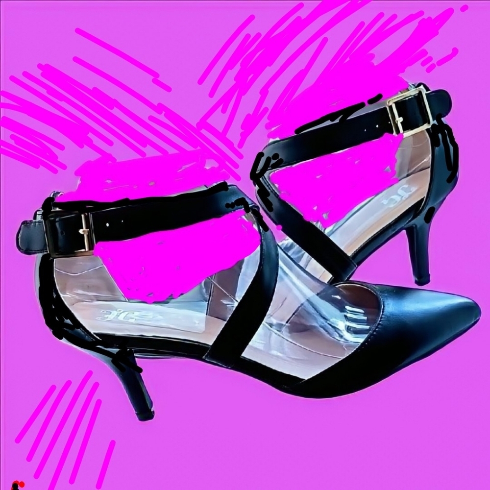 Chic Black Strappy Heels - Picture 6 of 9